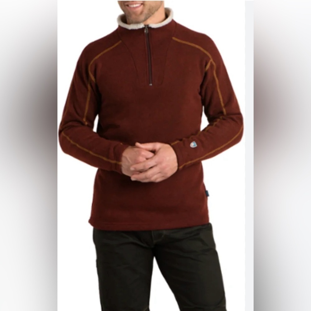 Kuhl Alfpaca Fleece Sweater Men Dark Red Pullover Long Sleeve L
